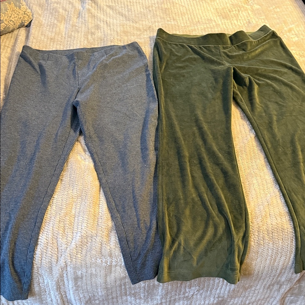 J. Jill green velour- new! And houndstooth pants - size large